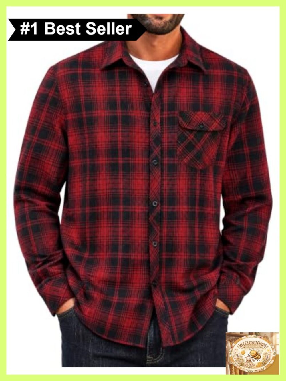 Men's Flannel Plaid Button Down Shirt Long Sleeve Cotton Casual with Pocket